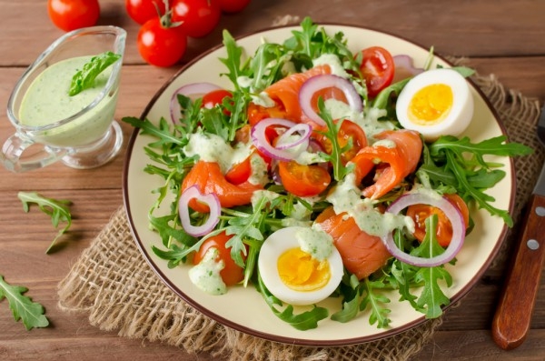Салат из лосося и овощей - «Закуски»