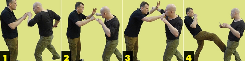 Как отразить удар битой по голове, кулаком в лицо, ногой в пах и ножом в бок?