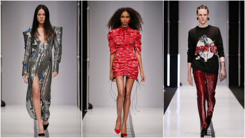 Кожаные передники на показе Vanushina - «Мода»