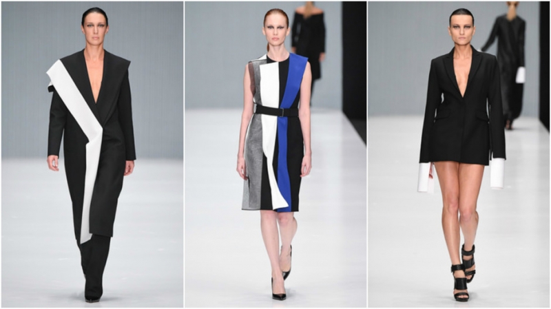 Кожаные передники на показе Vanushina - «Мода»