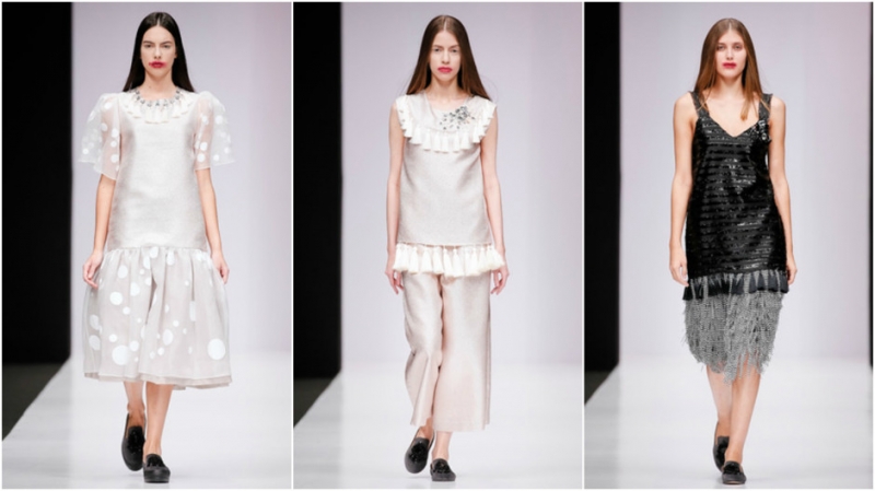 Кожаные передники на показе Vanushina - «Мода»