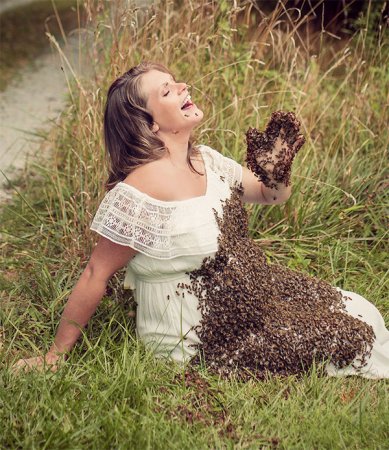 «Я вовсе не медведь»: беременная американка устроила фотосессию с пчелами - «Беременность и роды»