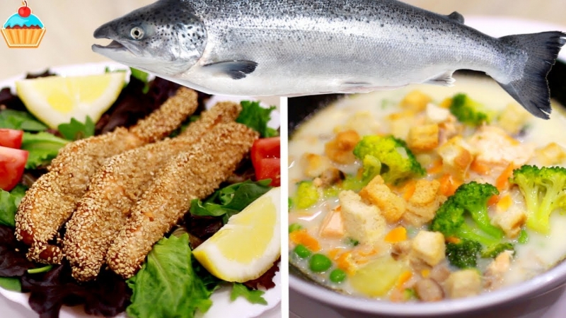 Царский сливочный суп из лосося и запеченная рыба в кунжуте - ну, оОчень вкусно!  - «Видео советы»
