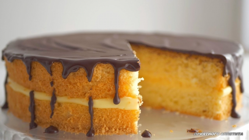Бостонский кремовый торт/пирог/Boston cream pie - бисквитный торт с заварным кремом - YouTube - «Видео советы»