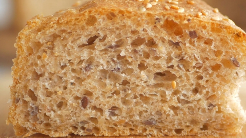 Хлеб из цельнозерновой муки с семенами льна и кунжутом. Подходит для постного стола - YouTube - «Видео советы»
