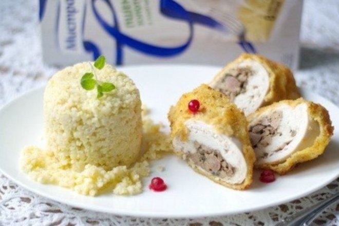 Грудка фаршированная куриной печенью - «Второе блюдо»
